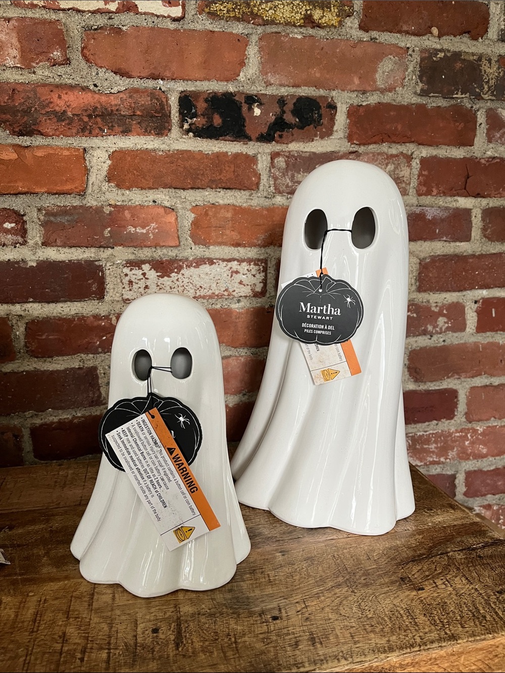 Martha Stewart White Gloss Ceramic Ghost Pair